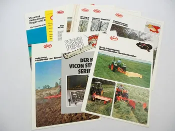 11x Original Prospekt Vicon Landtechnik Düngerstreuer Mähwerke 1970/80er Jahre