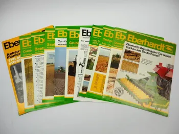 12x Original Prospekt Eberhardt Pflugfabrik Landtechnik Egge Pflug Walzen 1980er