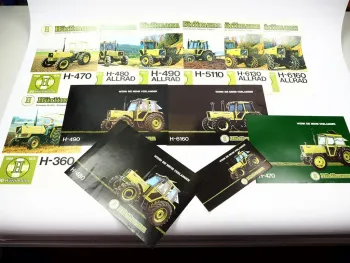 12x Original Prospekt & Flyer Hürlimann H-360 470 480 490 5110 6130 6160 Traktor 1980