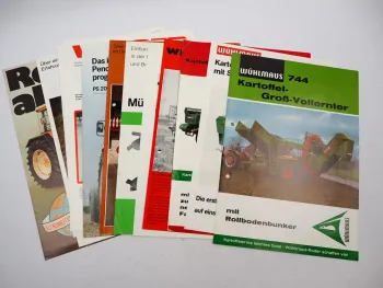 12x Original Prospekt Landtechnik 1970/80er Jahre Renault Vicon Wühlmaus