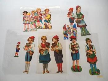 13 Stück Glanzbilder Große Oblaten Hänsel & Gretel Zwerge Kinder