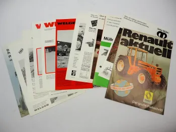 13x Original Prospekt Landtechnik 1970/80er Jahre Renault Welger Gebr. Müller