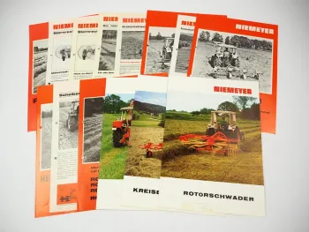14x Original Prospekt Niemeyer Landtechnik Mäher Heuer Heu-Rebell 1970er Jahre