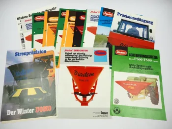 14x Original Prospekt Preisliste Diadem Landtechnik Düngerstreuer 1980er Jahre