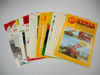 14x Original Prospekt Stoll Baas Frost Frontlader für Schlepper 1970er Jahre