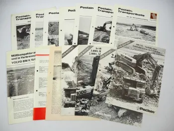 14x Prospekt Poclain Raupenbagger Baumaschinen Einsatzbericht 1970/80er Jahre