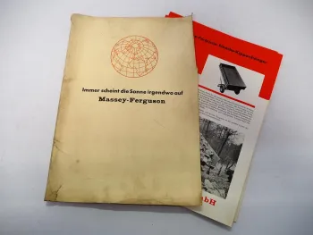 16 x Original Prospekt Massey Ferguson MF Anbaugeräte in Mappe 1950er Jahre