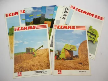 16x Original Prospekt Claas Landtechnik Mähdrescher Pressen 1970/90er Jahre