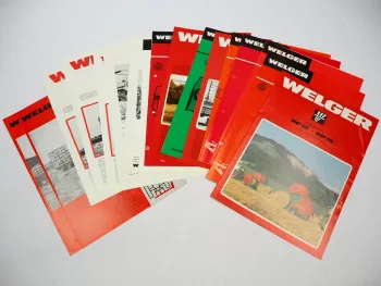 17x Original Prospekt Welger Landtechnik Pressen Mähwerke 1970/80er Jahre