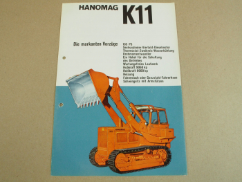 1x Prospekt Hanomag K11 Laderaupe mit 105 PS 6-Zylinder Motor 4/1964