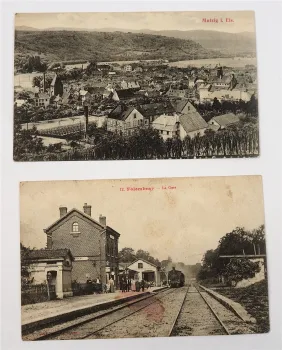 2 Ak Mutzig Elsass 1918 und Folembray La Gare Bahnhof 1914 Frankreich