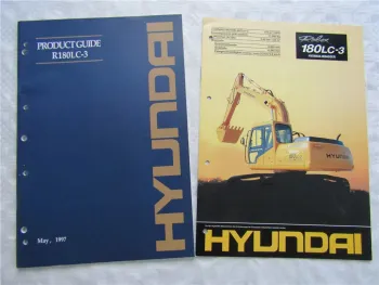 2 Broschüren Prospekte Hyundai Product Guide R180LC-3 1997