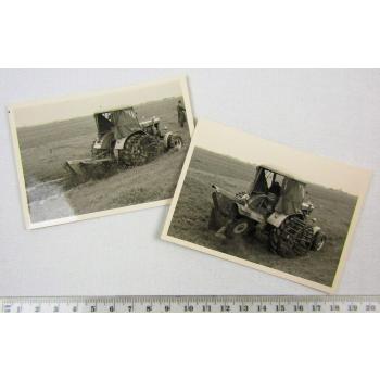 2 Foto MAN Schlepper Traktor mit Gitterräder und Grabenfräse 1960 Original