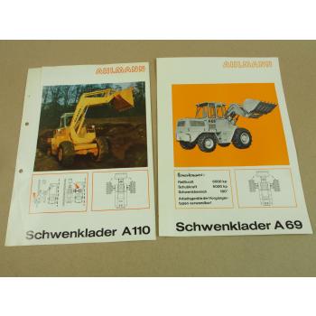 2 Prospekte Ahlmann A110 und A69 Schwenklader 1971