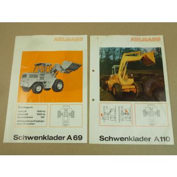 2 Prospekte Ahlmann A110 und A69 Schwenklader von 1971