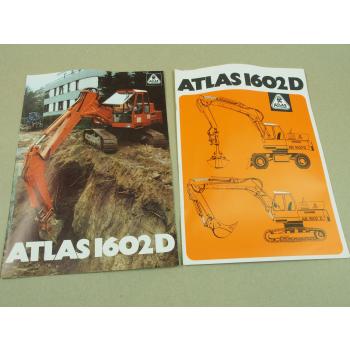 2 Prospekte Atlas 1602D Raupenbagger und Mobilbagger 1977