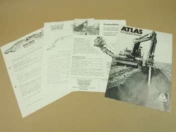2 Prospekte Atlas Grabenfräse am Bagger AB1602 1975 + Preisangebot 1976