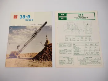 2 Prospekte Brochures Bucyrus-Erie 38-B Series2 Crane Shovel Dragline Raupenkran