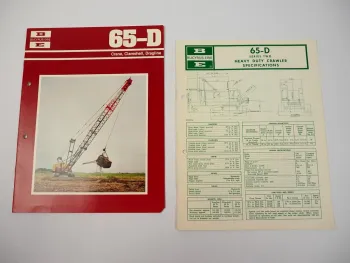 2 Prospekte Brochures Bucyrus-Erie 65-D Crane Crawler Dragline Raupenkran