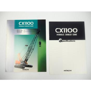 2 Prospekte Brochures Hitachi CX1100 Raupenkran Hydraulic Crawler Crane 1997
