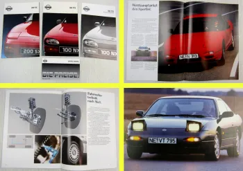 2 Prospekte Broschüren Nissan 100NX 200SX Sportwagen + Preisliste 1991