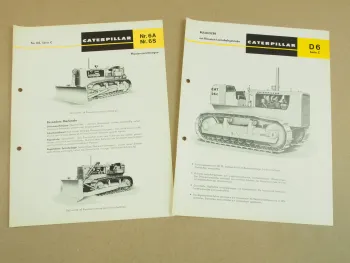 2 Prospekte CAT Caterpillar D6 Serie C Bulldozer + Planiereinrichtung 1965