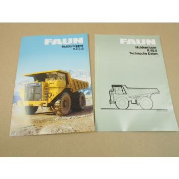 2 Prospekte Datenblätter FAUN K85.8 Muldenkipper von 1983
