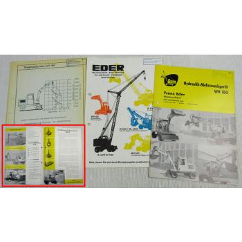 2 Prospekte Eder WH180 Hydraulik-Mehrzweckgerät + Traglastkurve 1967