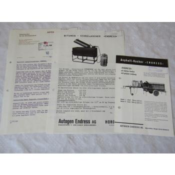 2 Prospekte ENDRESS Asphalt-Kocher Bitumen-Schnellkocher 1956 technische Mitteil
