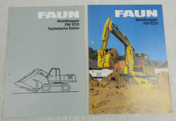 2 Prospekte Faun Mobilbagger FM1025 technische Daten 1984
