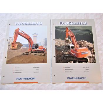 2 Prospekte Fiat-Hitachi FH450BEH.3 und FH450LCH.3 Bagger von 1996