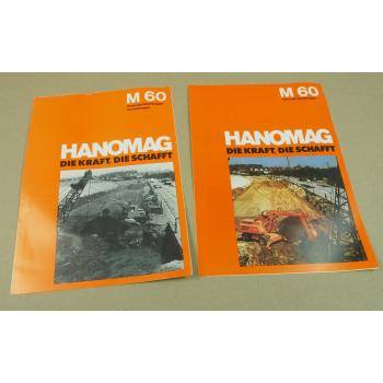 2 Prospekte Hanomag M60 Hydraulikbagger und Ausrüstungen von 1970