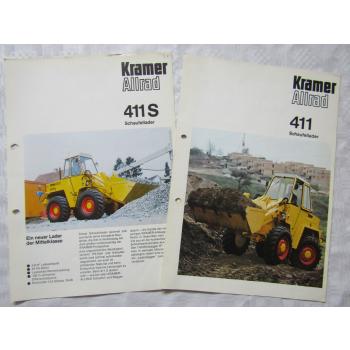 2 Prospekte Kramer Allrad Schaufellader 411 von 1972 und 411S von 1975