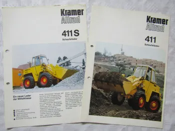 2 Prospekte Kramer Allrad Schaufellader 411 von 1972 und 411S von 1975