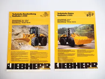 2 Prospekte Liebherr L522 Radlader Technische Beschreibung + Daten 1992 Label
