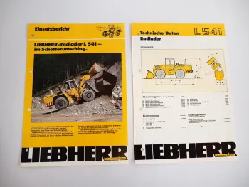 2 Prospekte Liebherr L541 Radlader Techn. Beschreibung + Einsatz 1989/87