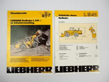 2 Prospekte Liebherr L541 Radlader Techn. Beschreibung + Einsatz 1991/87