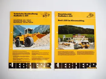 2 Prospekte Liebherr L551 Radlader Technische Beschreibung + Einsatz 1992