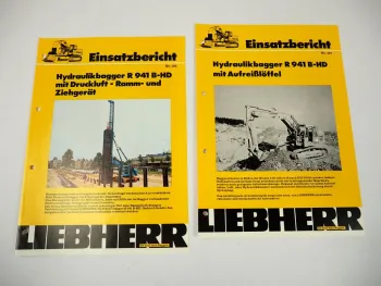 2 Prospekte Liebherr R941B-HD Hydraulikbagger Einsatzbericht Ramme 1977/78