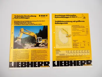 2 Prospekte Liebherr R954V Litronic Hydraulikbagger Technische Beschreibung 1995