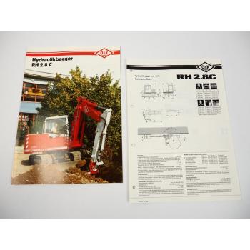 2 Prospekte O&K RH 2.8 C Hydraulikbagger Kettenbagger 1988/90