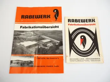 2 Prospekte Rabewerk Fabrikationsübersicht Pflüge Eggen 1976/80