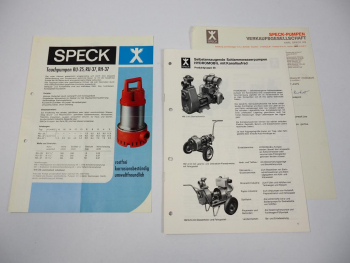 2 Prospekte Speck Pumpen Hydromobil Tauchpumpen 1970er Jahre
