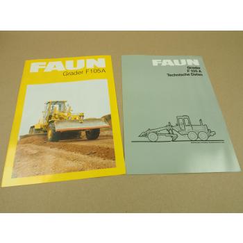 2 Prospekte Technische Daten FAUN F105 A Grader 1982