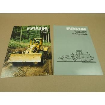 2 Prospekte Technische Daten FAUN F155 A Grader 1984