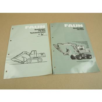 2 Prospekte Technische Daten FAUN FM1025 Mobilbagger 4 Zylinder von 1984