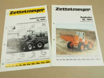 2 Prospekte Zettelmeyer ZL1001 Radlader und ZL1001i Industrielader von 1985/87