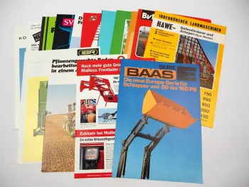 20x Original Prospekt Landtechnik 1970/80er Jahre z.B. Baas BvL Wühlmaus