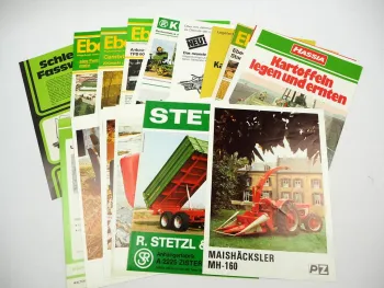 20x Original Prospekt Landtechnik 1970/80er Jahre z.B. PZ Stetzl Nitsch Hassia
