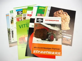 20x Original Prospekt Landtechnik 1970/80er Jahre z.B. Strautmann Gruse Isaria